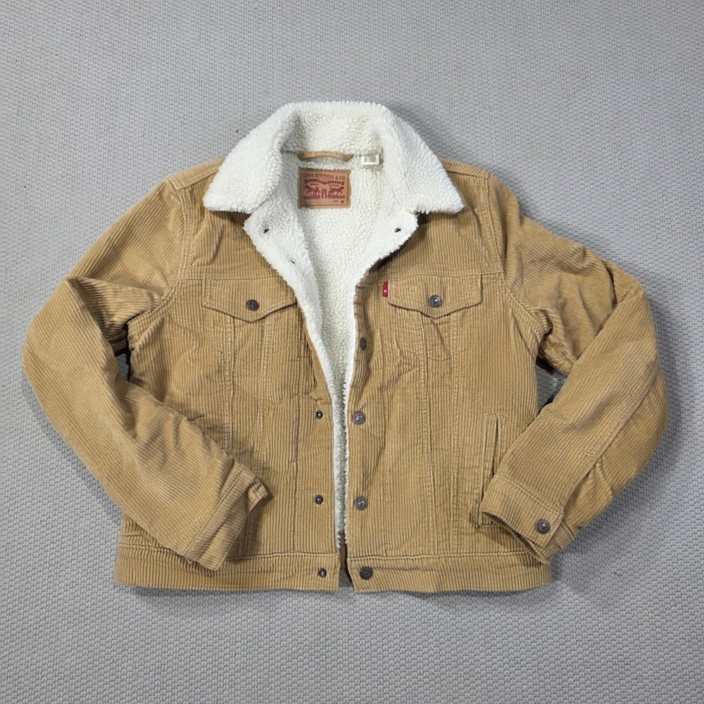Levi's Tan Corduroy Jean Jacket with White Sherpa Lining